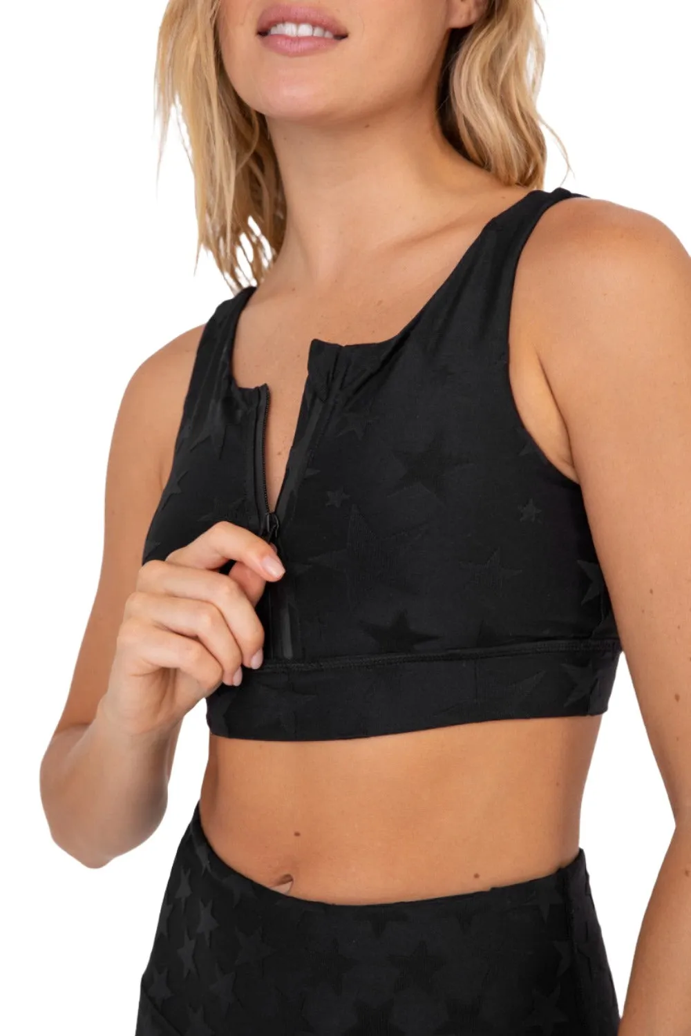 Mono B Seeing Stars Zip Sports Bra AT-A0667 Plus Too