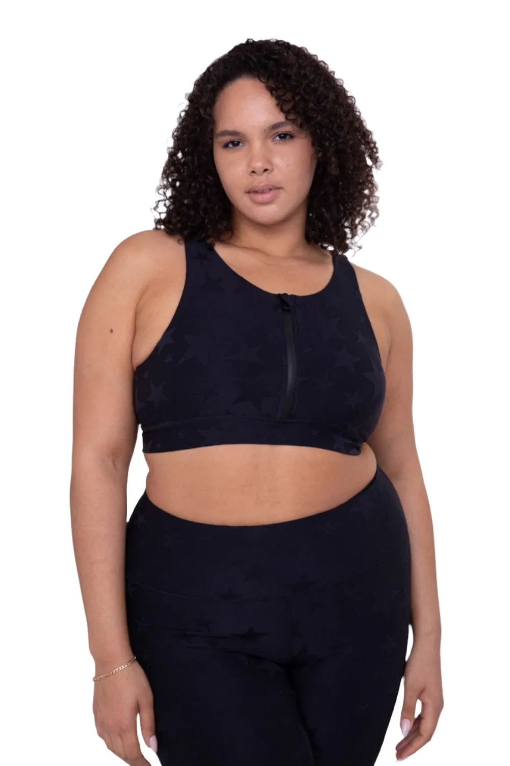 Mono B Seeing Stars Zip Sports Bra AT-A0667 Plus Too