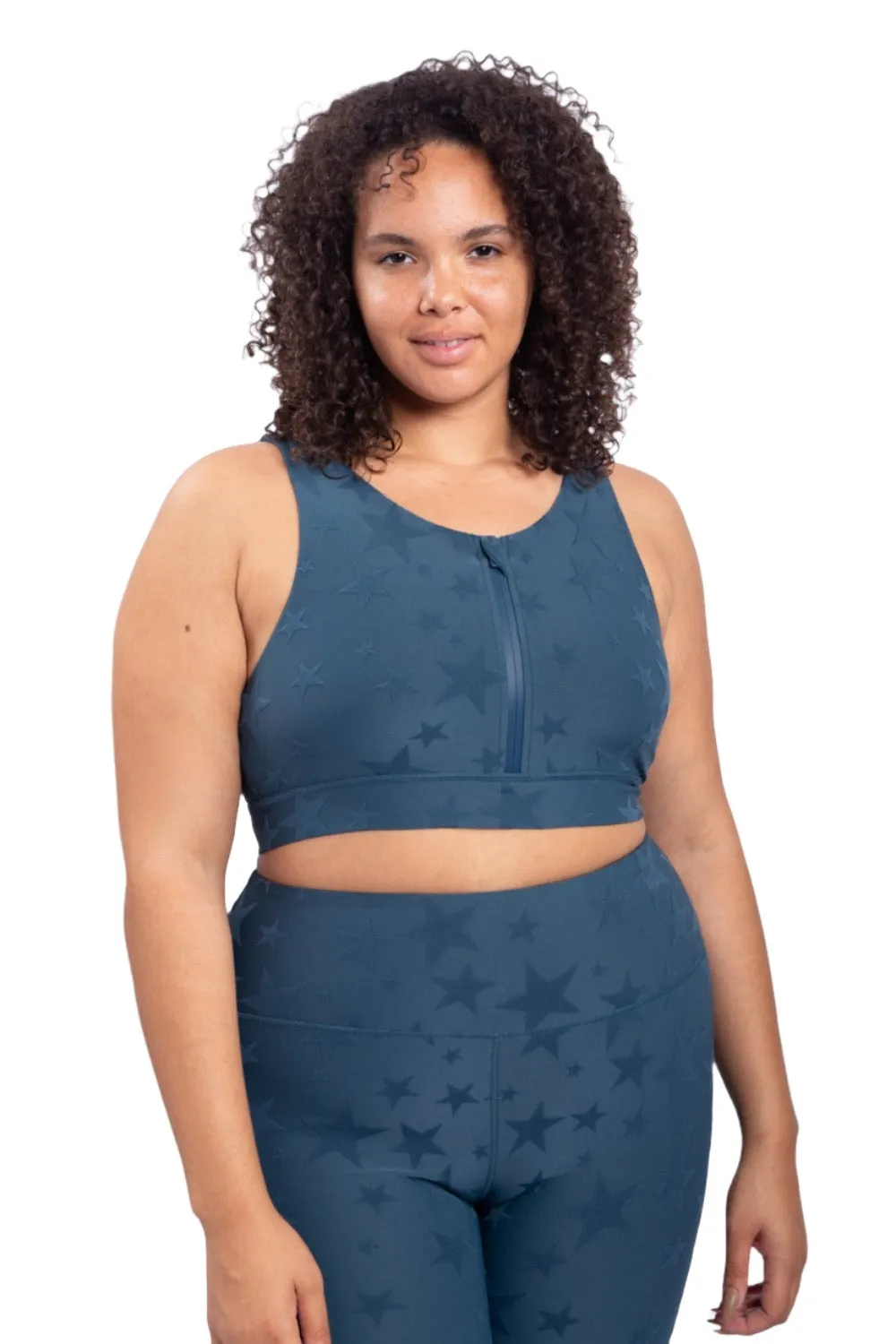 Mono B Seeing Stars Zip Sports Bra AT-A0667 Plus Too