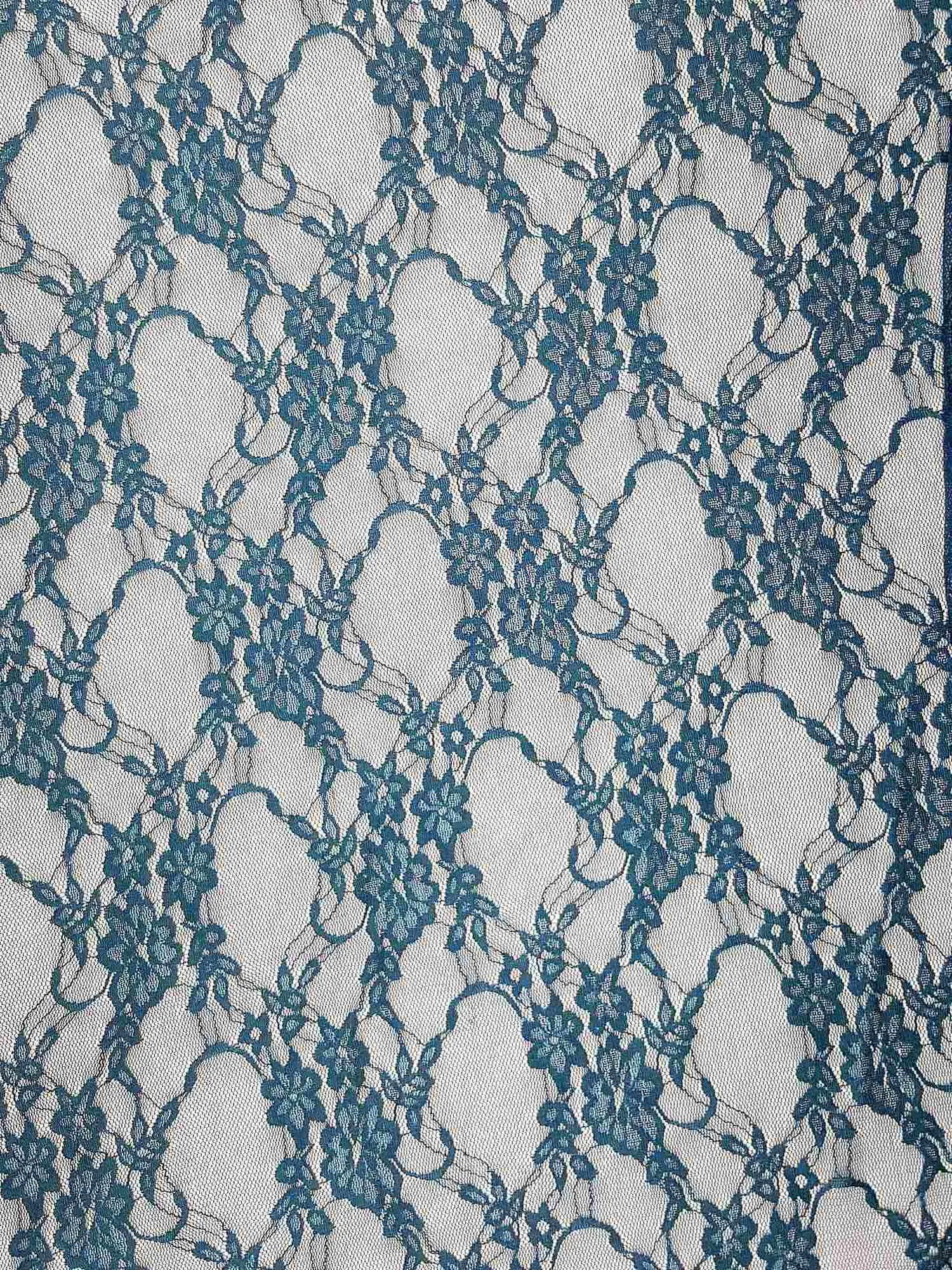 NYLON FLORAL STRETCHED LACE KNIT<br><h6>24-TEAL<br>LACE3-DT</h6>