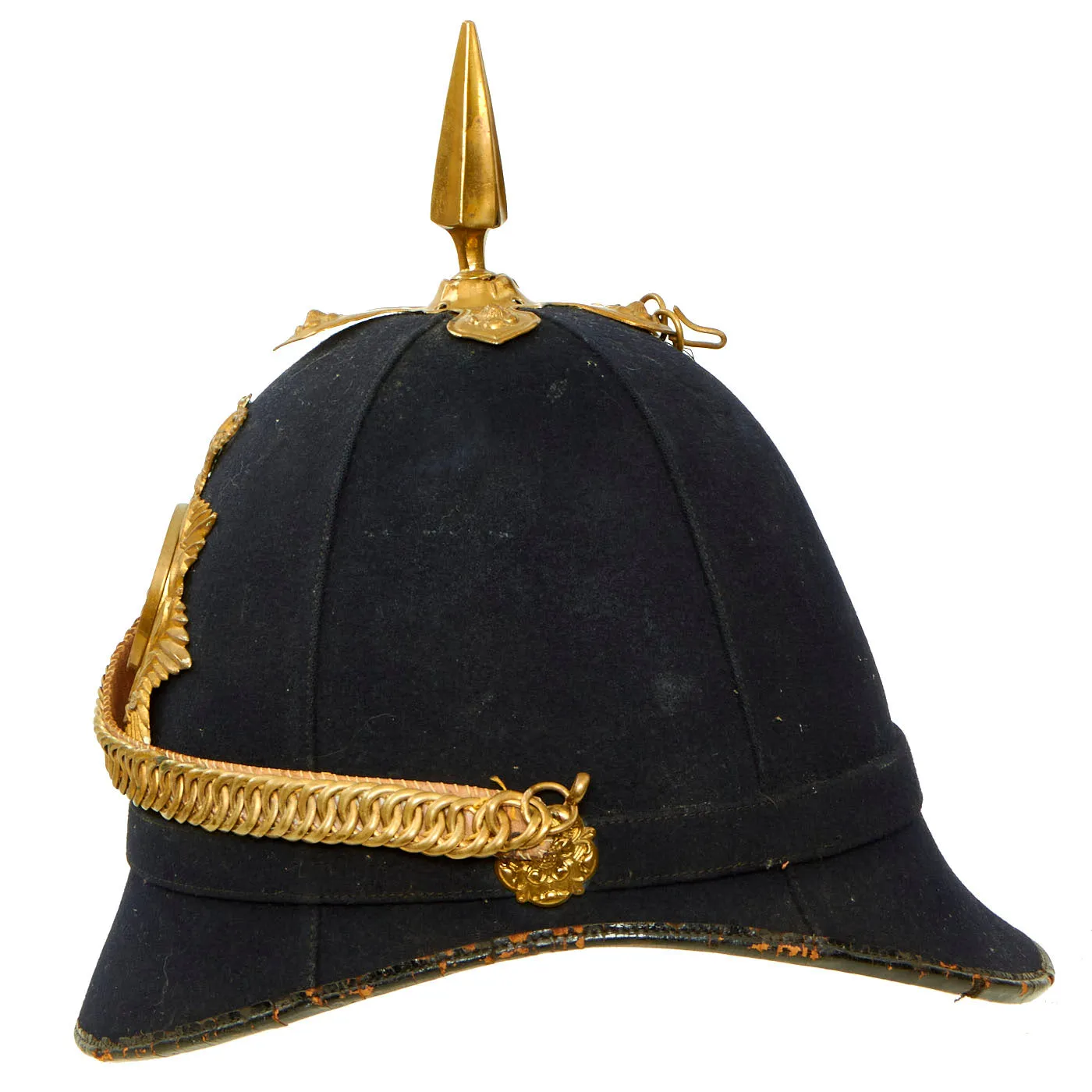 Original British Pre-WWI British Army Royal Berkshire Regiment Officer Blue Cloth Dress Spike Helmet - Marked Property of The Aldershot Tattoo