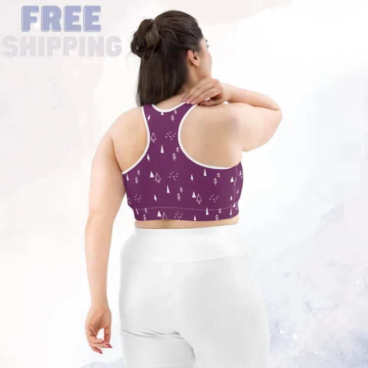 Scandinavian Forest Purple Sports Bra