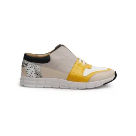 Women's Midnight Rider Yellow Gray White Leather Sneakers 91291-083