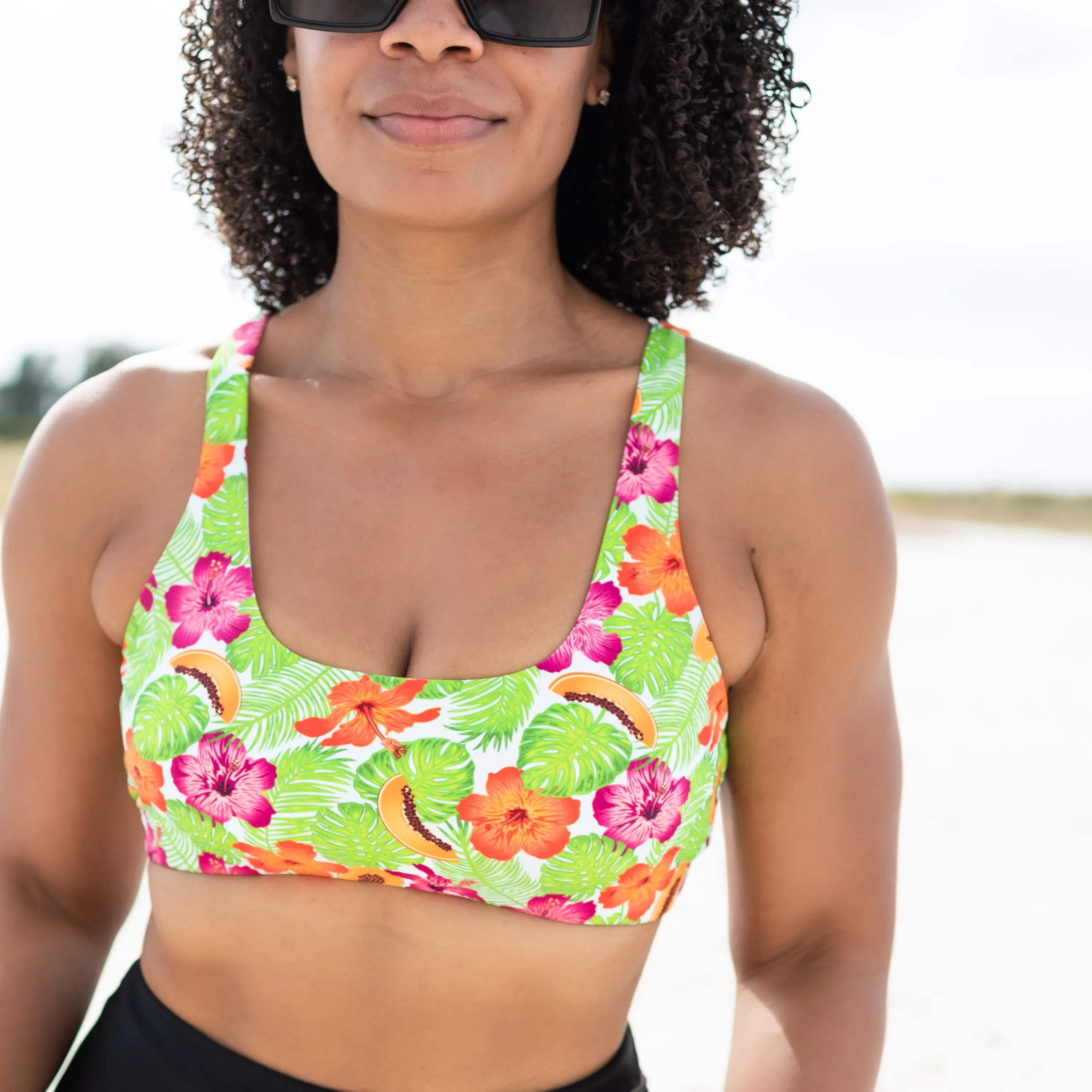 Women's Scoop Neck Bikini Top | "Hibiscus"