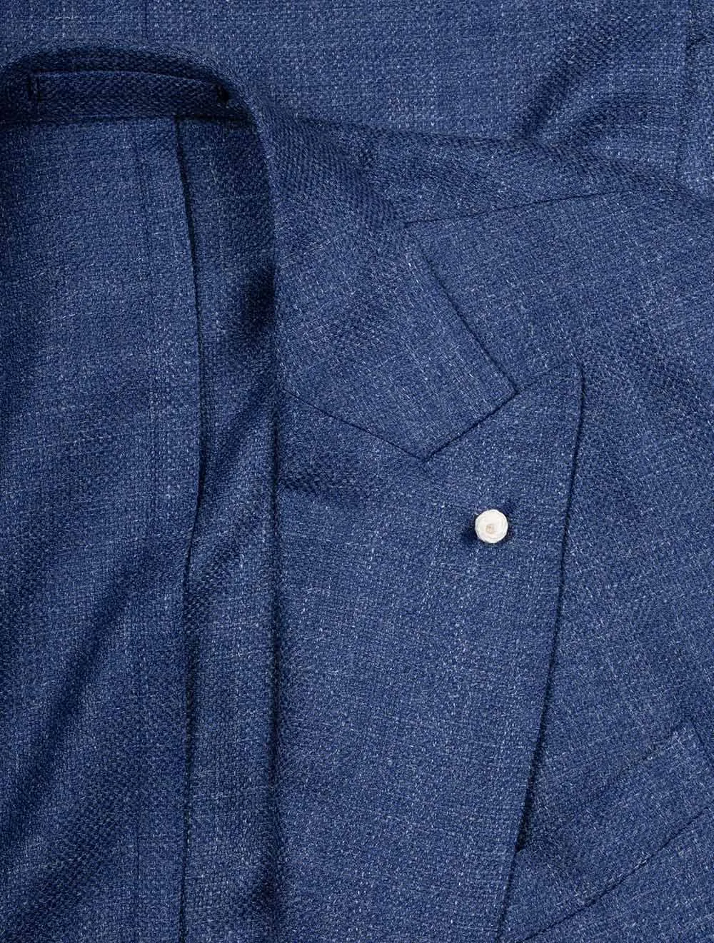 Wool Silk Linen Double Brested Jacket Blue